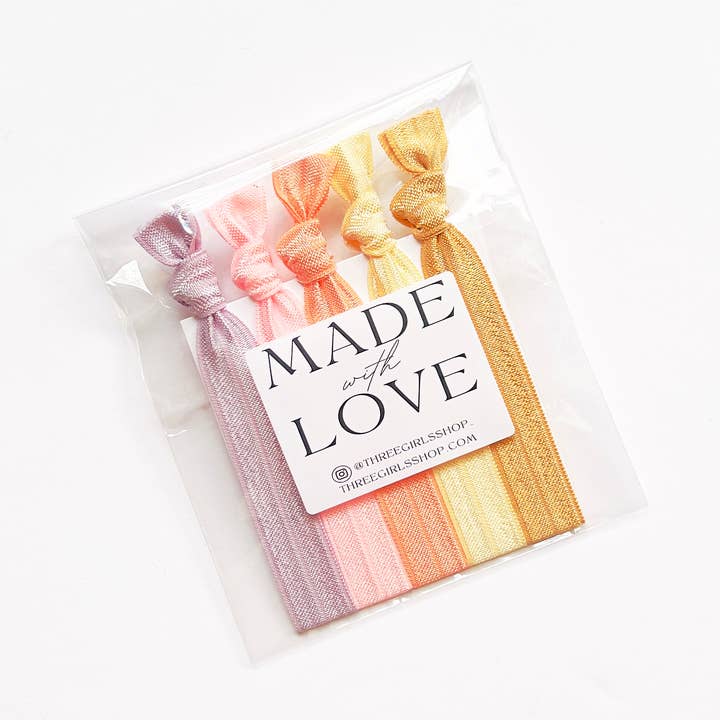 Pearl Hair Tie Pack - Set of 5 Elastic Hair Ties for wholesale by Three Girls Shop