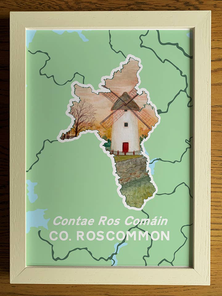 County Roscommon Kunsttryk A4 | Elphin Vindmølle for engroshandel hos Clemence Prosen Art & Design
