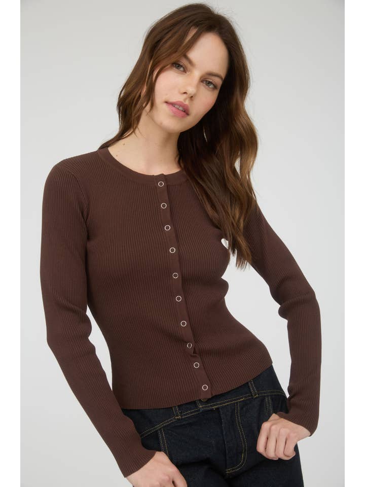 The Workshop Studio - Vente Cardigan – femme - GILET EN MAILLE À COL ROND AVEC BOUTONS-PRESSION33