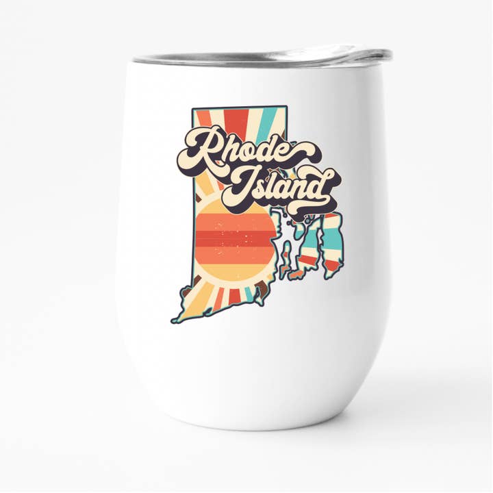 Retro Rhode Island Wine Tumbler, State Pride Tumbler for wholesale by Fbombs & Booze