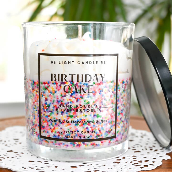 Be Light Candle RE - Wholesale Jar/Filled Candle - Birthday Cake, Scented Soy Candle | Most Loved Gift | Friend
