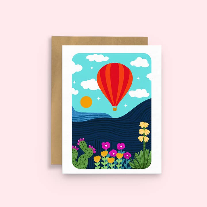 Squidly Designs – Großhandel Grußkarten für den Alltag – Grußkarte - Bunter Heißluftballon Wüste Südwesten1