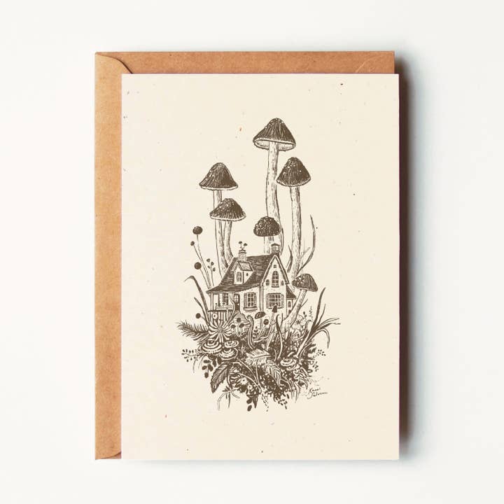 Mushroom House IV Greeting Card for wholesale by Kaari & Co.