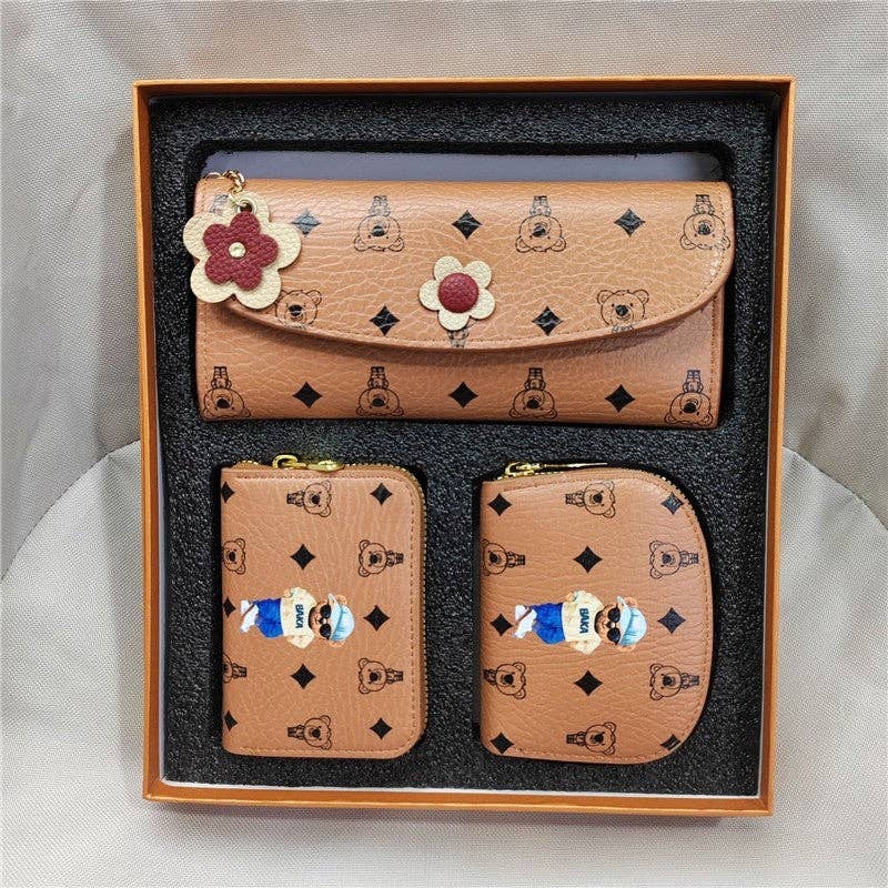 UZ Wholesale Store - Wholesale Wallet - Women's - Gift Box Set PU Wallet Card Holder Three-Piece Set3