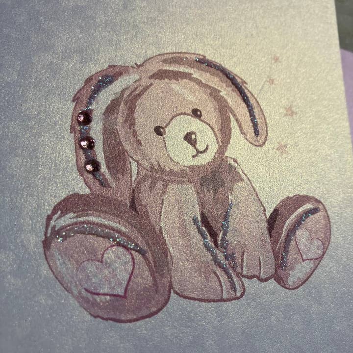 White Cotton Cards – wholesale Everyday greeting card – Blank Card - Pink Bunny (P23-26)1