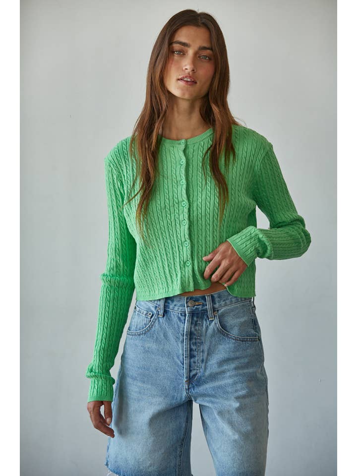 By Together - Wholesale Cardigan - Women's - W2108 | Knit Cable Sweater Cotton Button Down Cardigan Top