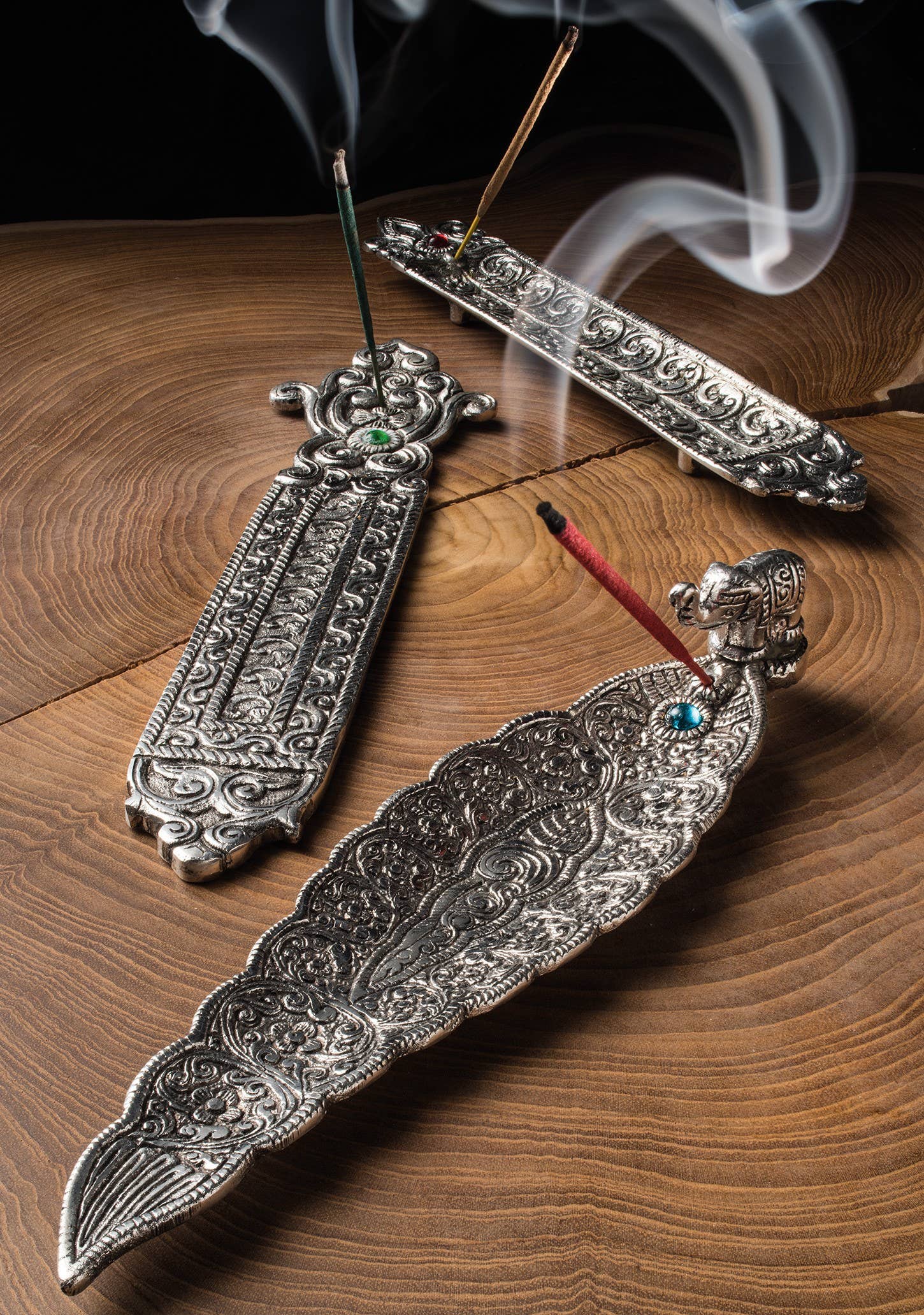 Namaste - Wholesale Incense Holder - Antique Finish Incense Holder With Elephant