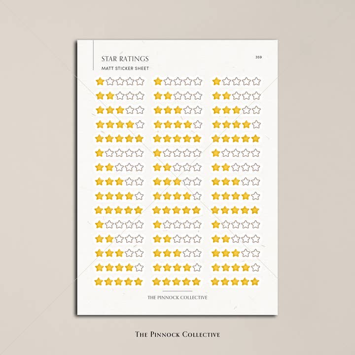 The Pinnock Collective – wholesale Sticker – Star Rating - Book Annotating - Sticker Sheet 2