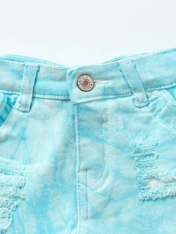 sassy kids palace - Wholesale Shorts - Kids - Kids Blue Distressed Ruffle Denim Shorts