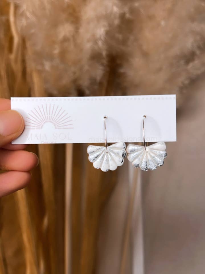 Silver Shell Earrings for wholesale by Maia Sol Designs
