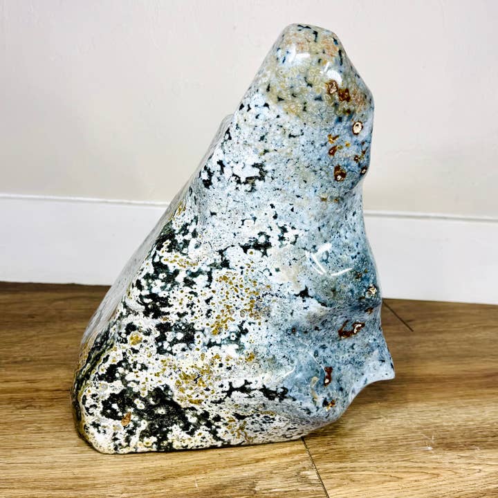 XL Blue Orbicular Jasper Freeform – 32.7 lbs for wholesale by Kreateur Miami