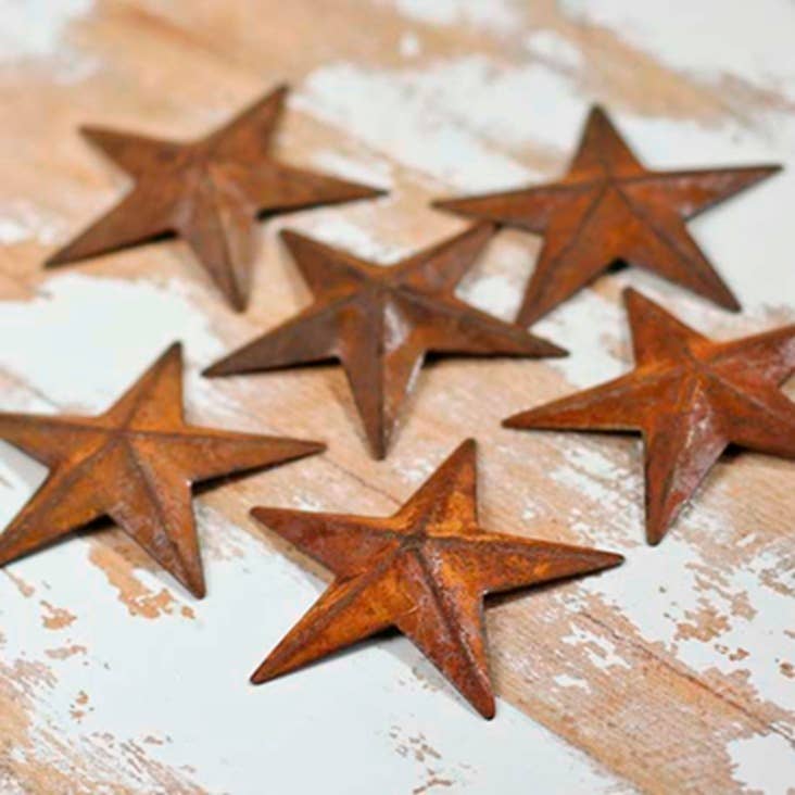 Factory Direct Craft - Wholesale Cutouts - Rusty Tin Dimensional Mini Barn Stars - Select Size1