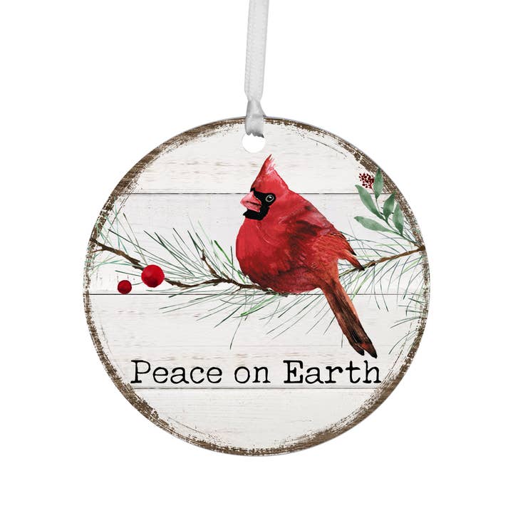 Cardinal Christmas Decorations Ornament: Peace On Earth for wholesale by LifeSong Milestones