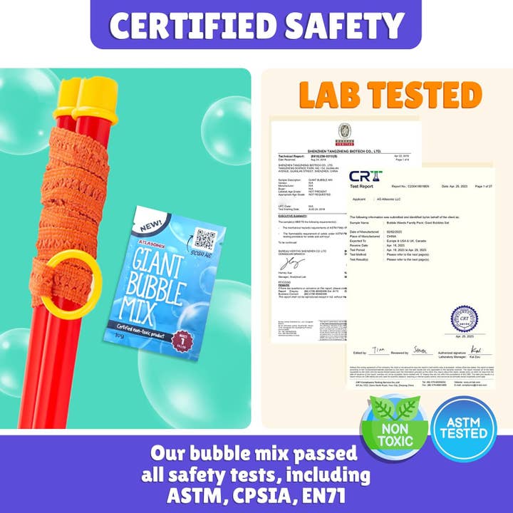 Atlasonix - Wholesale Bubble Wand - Kids - Giant Bubble Wand - Bubbles for Kids (1 Wand & 1 Mix)6
