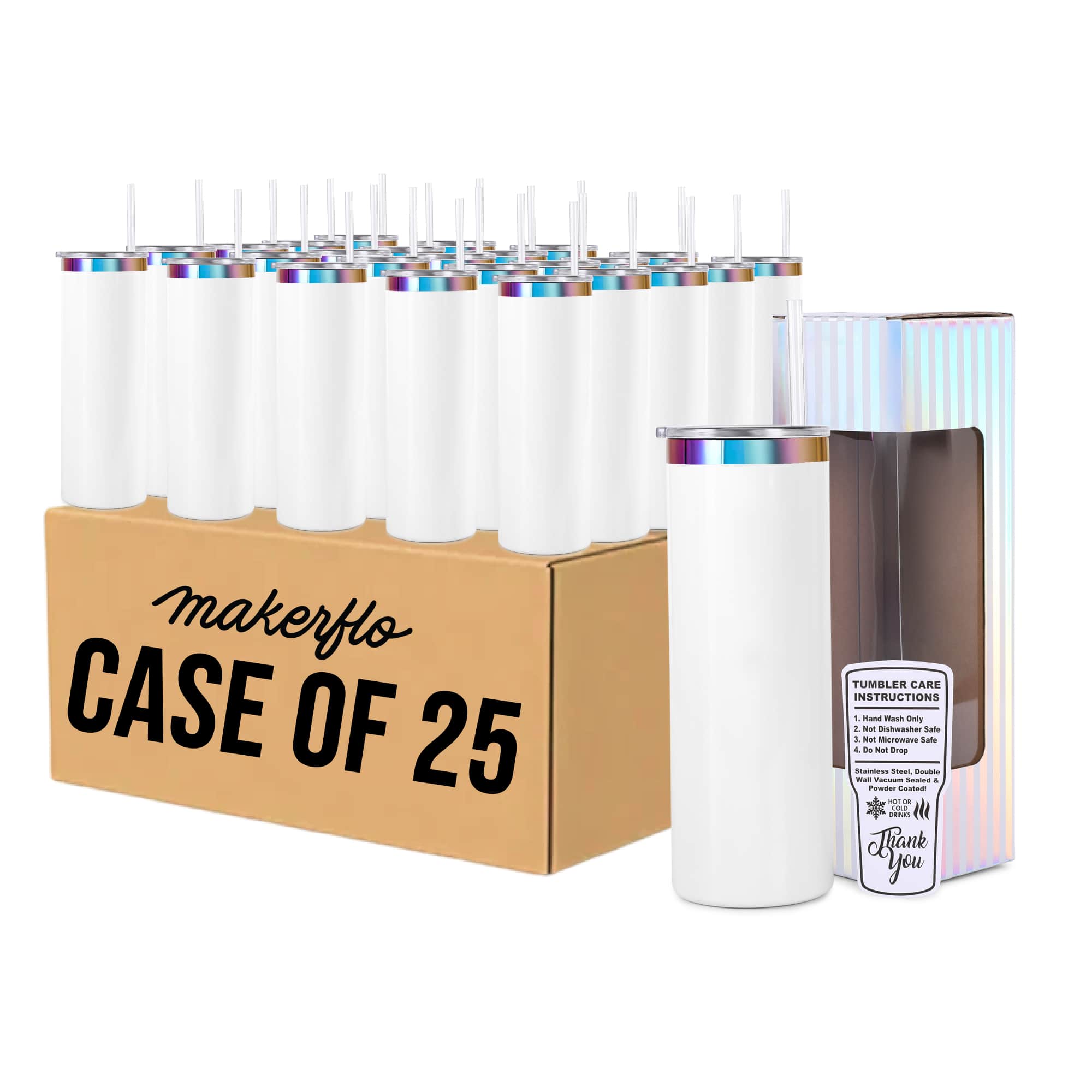 MakerFlo - Wholesale Insulated mug/tumbler - 20oz Skinny Rainbow9