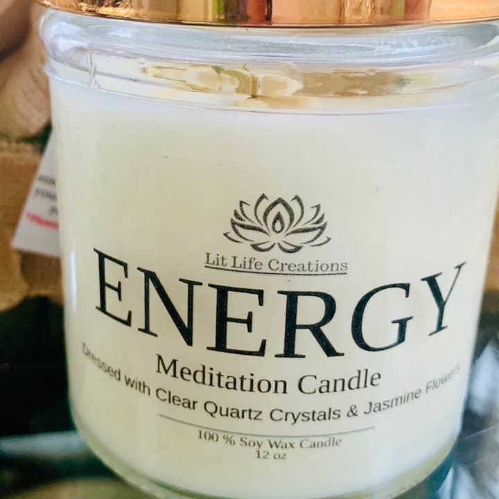 Energy 12oz  Meditation Candle with Guided Meditation for wholesale by Lit Life Creations