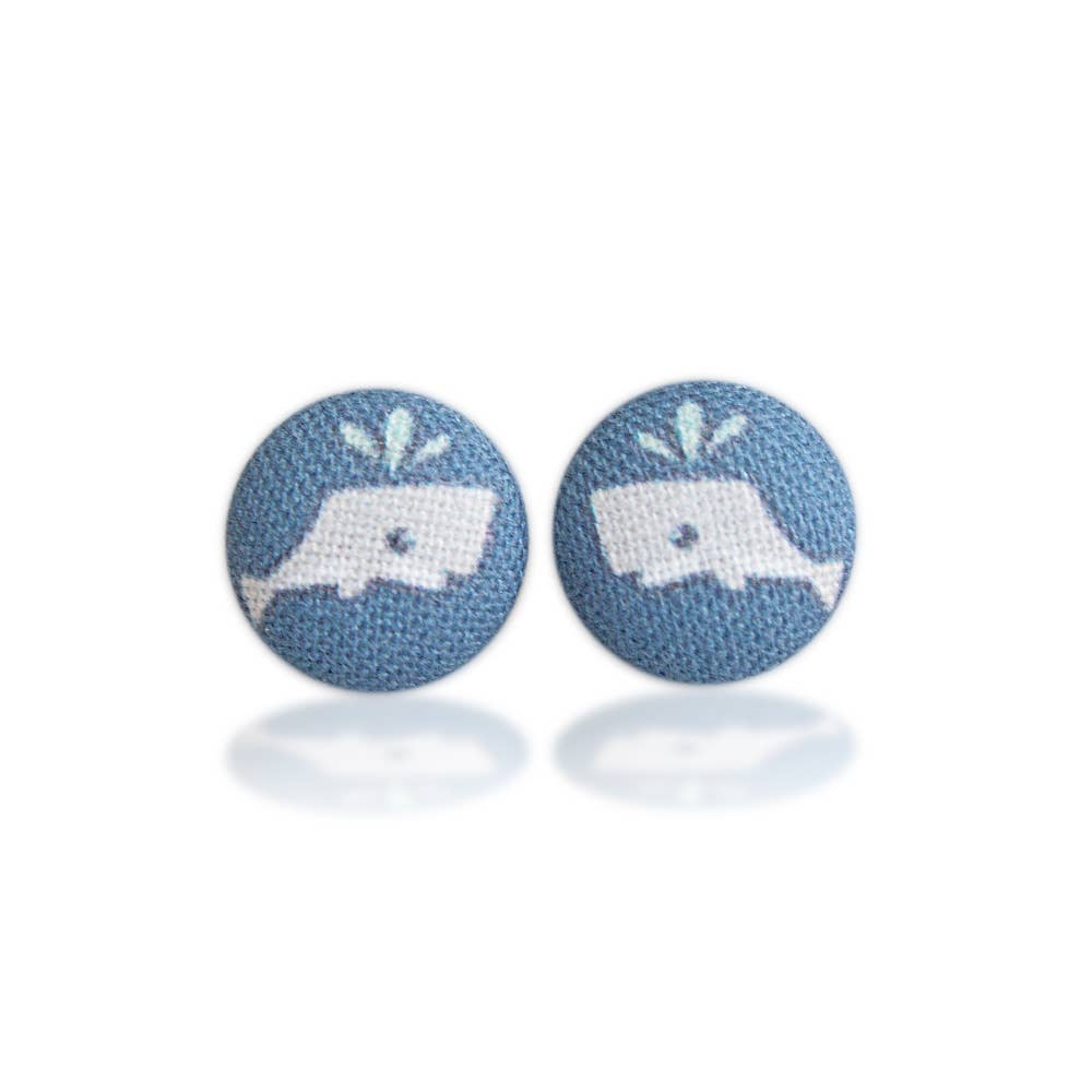Rachel O's - Wholesale Stud/Post Earrings - Whale Fabric Button Earrings4