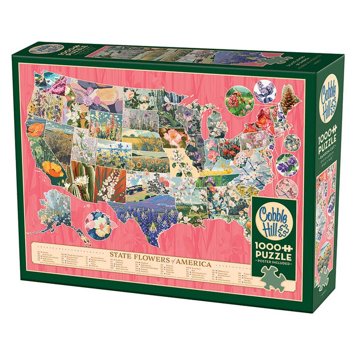 Outset Games and Cobble Hill Puzzles - Wholesale Puzzle - Adult - State Flowers of America 1000pc puzzle1