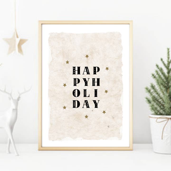 Happy holiday Christmas print for wholesale by Word Up Creative