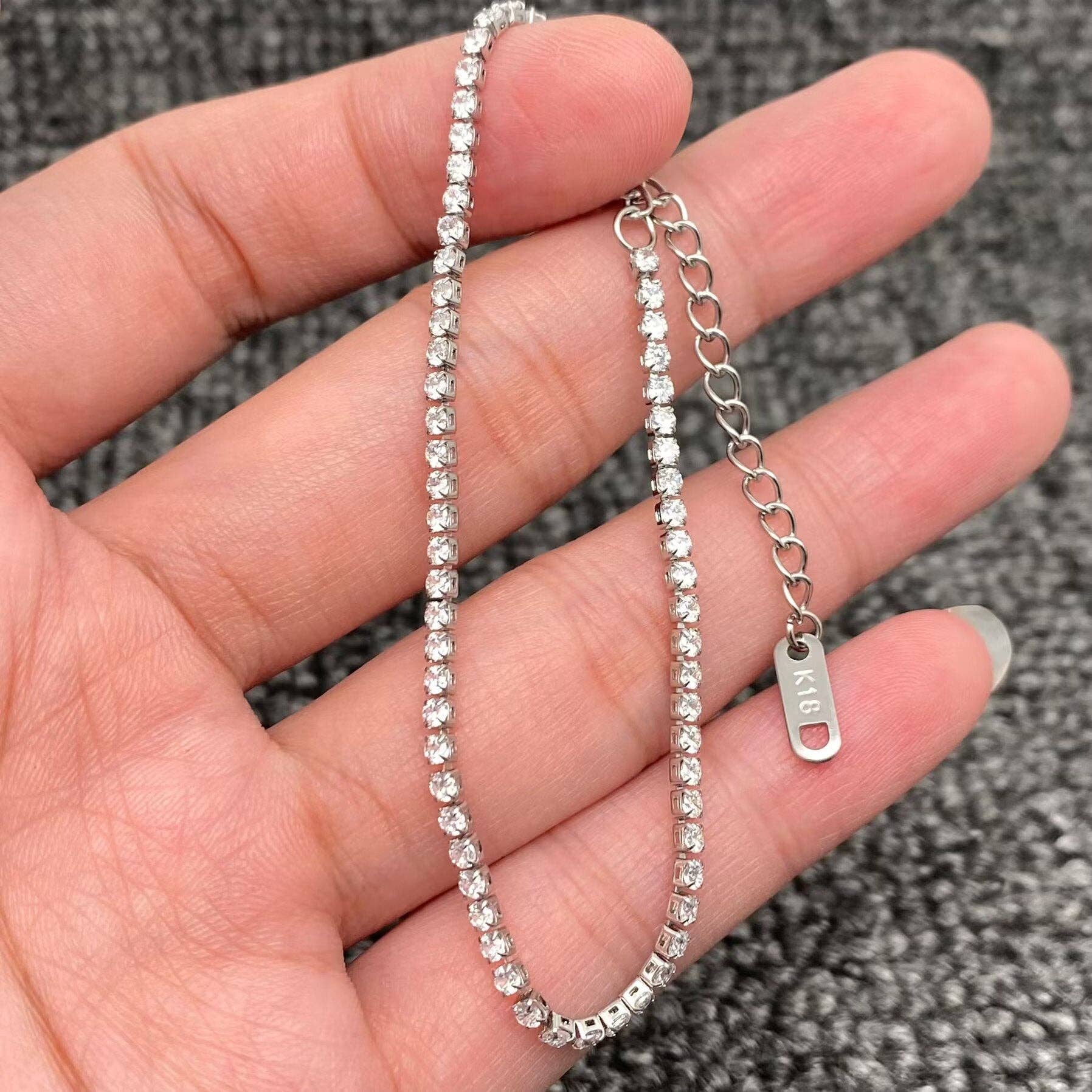 Mio Queena - Wholesale Tennis Bracelet - Sparkling Inlay CZ 18K Golden S.Steel Chain Bracelet - FGS4