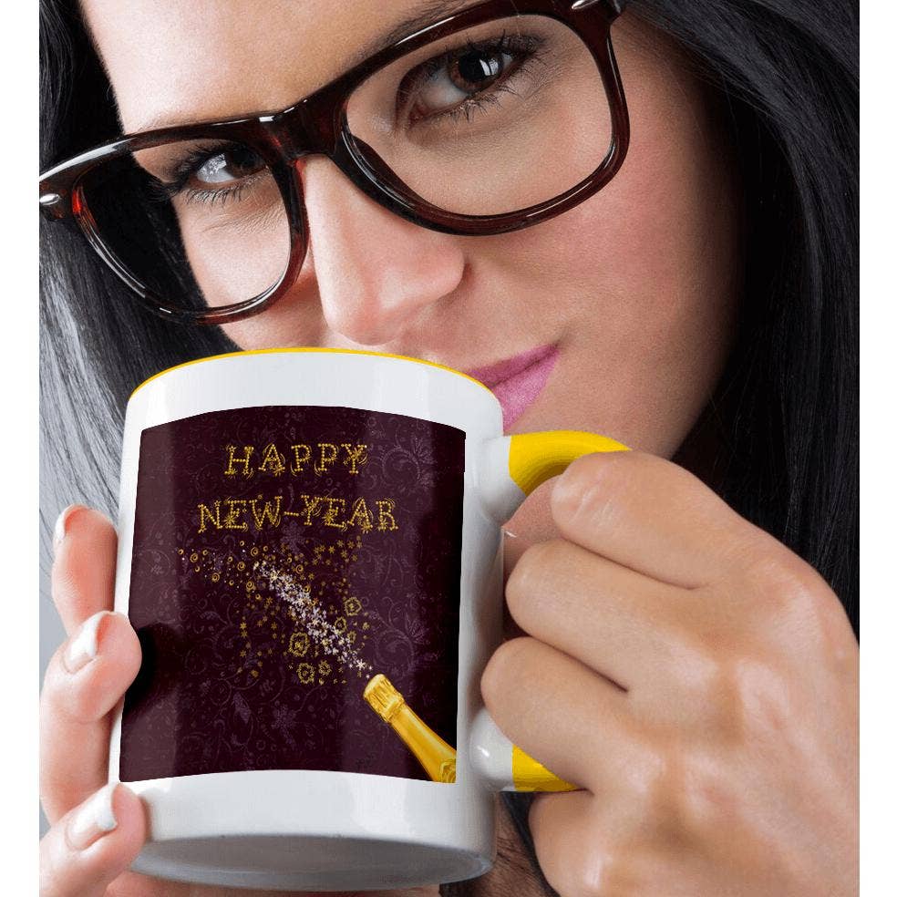 3dRose – wholesale Coffee mug – 3dRose, Image of Champagne Bottle Top, Stars, Curls, Glitter, Happy New Year, Mug1