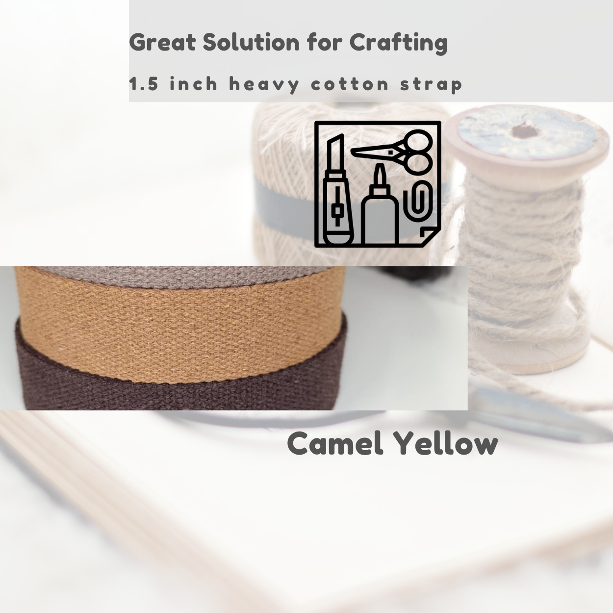 Dream Trimming Goods LLC - Wholesale Craft Supplies - 1" x 50 Yard Camel Yellow Heavy Cotton Webbing for Sewing4