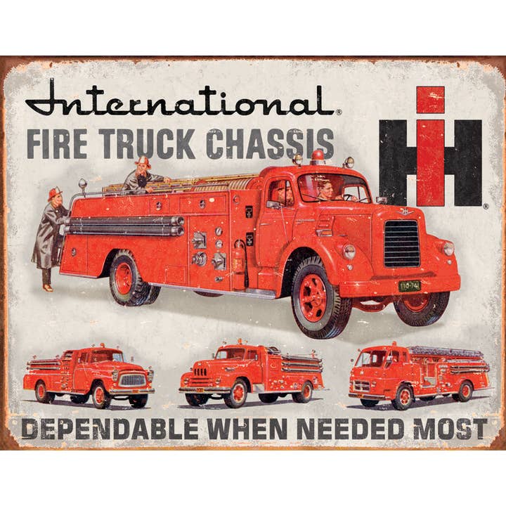 International Fire Truck Chassis Tin Sign for wholesale by Desperate Enterprises
