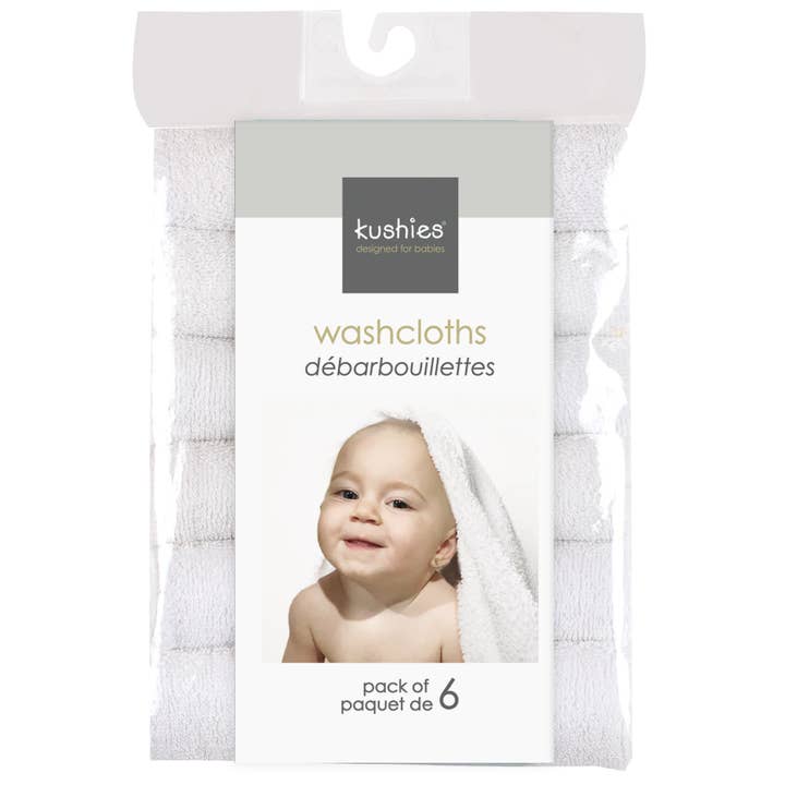 Kushies Baby - Wholesale Wash Cloth - Kids & Baby - Washcloth-6 Pack White1
