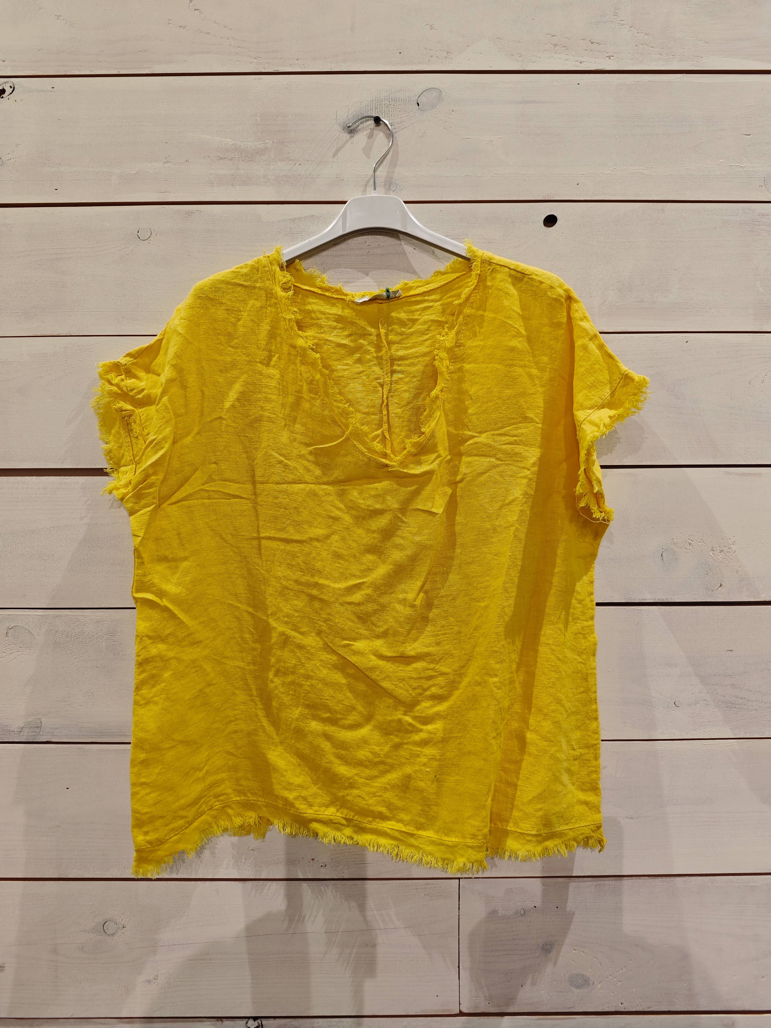 Linos y Textiles - Vendita all'ingrosso Camicetta - Donna - Blusa con frange in lino 100%2