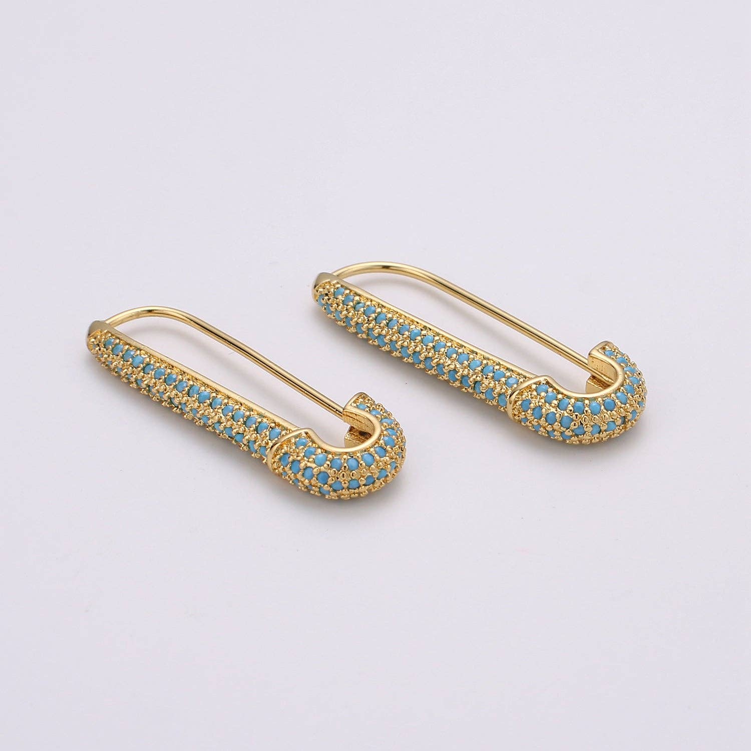 Aim Eternal - Wholesale Individual charm/pendant - Gold Sparkly safety pin Pendant- medium safety pins Charm Holder pave safety for Bridal Jewelry minimal modern Supply K-604 - K-6104