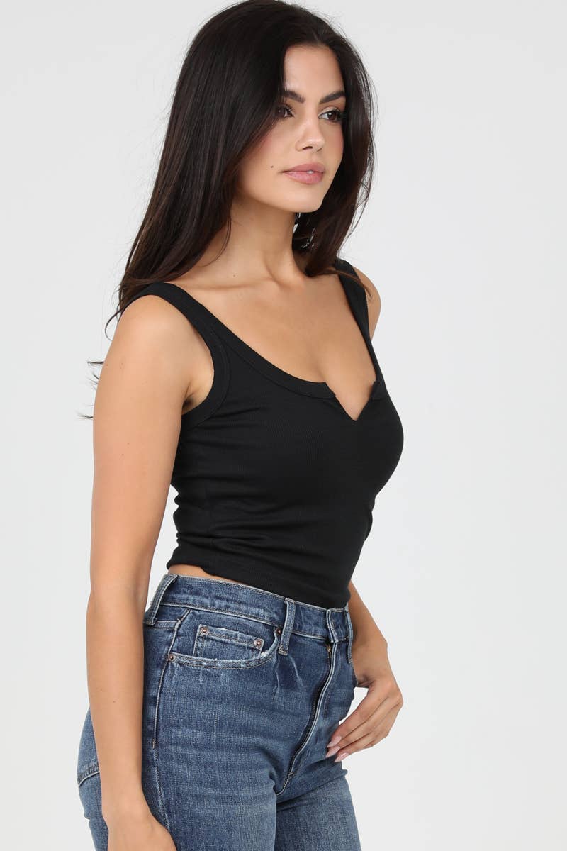 ANGIE - Wholesale Tank Top - Women's - X2DF9-ASIS NOTCH NECK RIB KNIT TANK TOP4