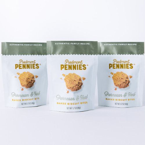 Piedmont Pennies - Wholesale Crackers - Parmesan & Herb Cheese Crackers, Small Pouches (25)3