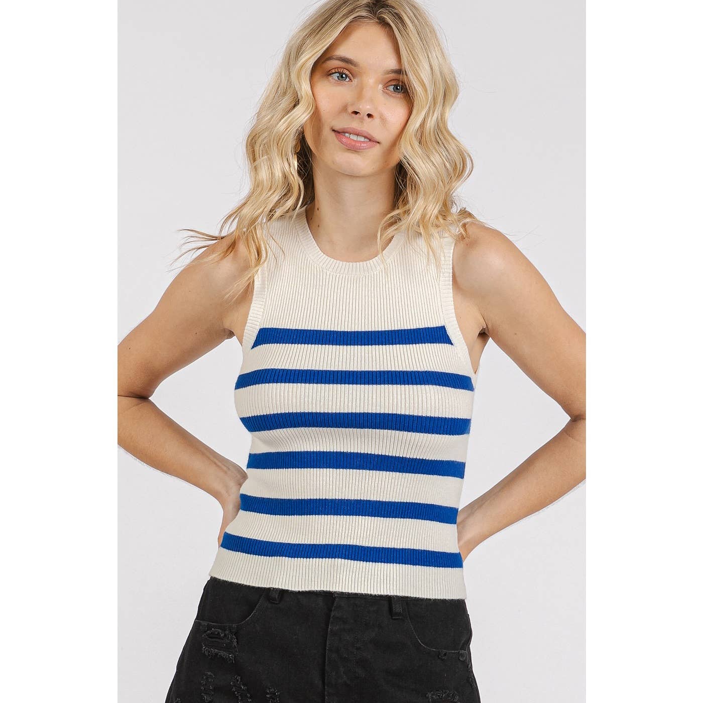 mittoshop – Engroshandel Pullover - Dame – STRIBET PRINT SWEATER STRIKKET TANK TOP12