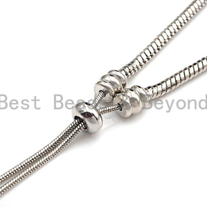 BestBeads&Beyond - Wholesale Link & chain bracelet - Adjustable Bracelet Chain for Large Hole Beads, Gold/Silver/Rose Gold/Gumetal Bracelet Chain, Pandora Style Slidnig braclet, sku#C1113
