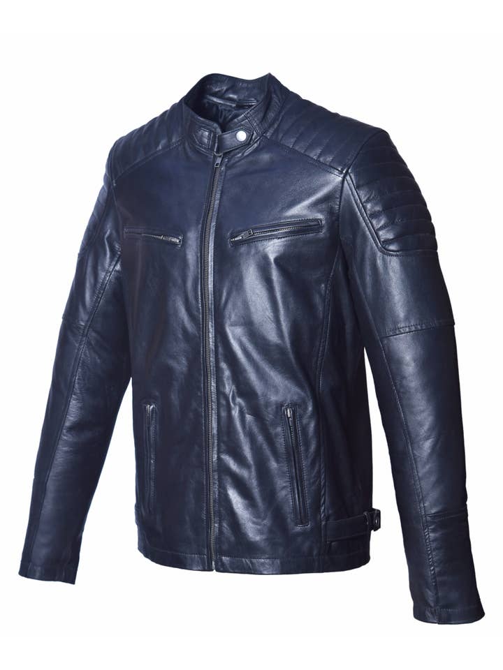 Urban 5884 Amsterdam | Leather jackets – wholesale Motorcykeljacka - Herr – Urban 5884 Ralph bikerjacka i lammskinn för herr i denimstil8