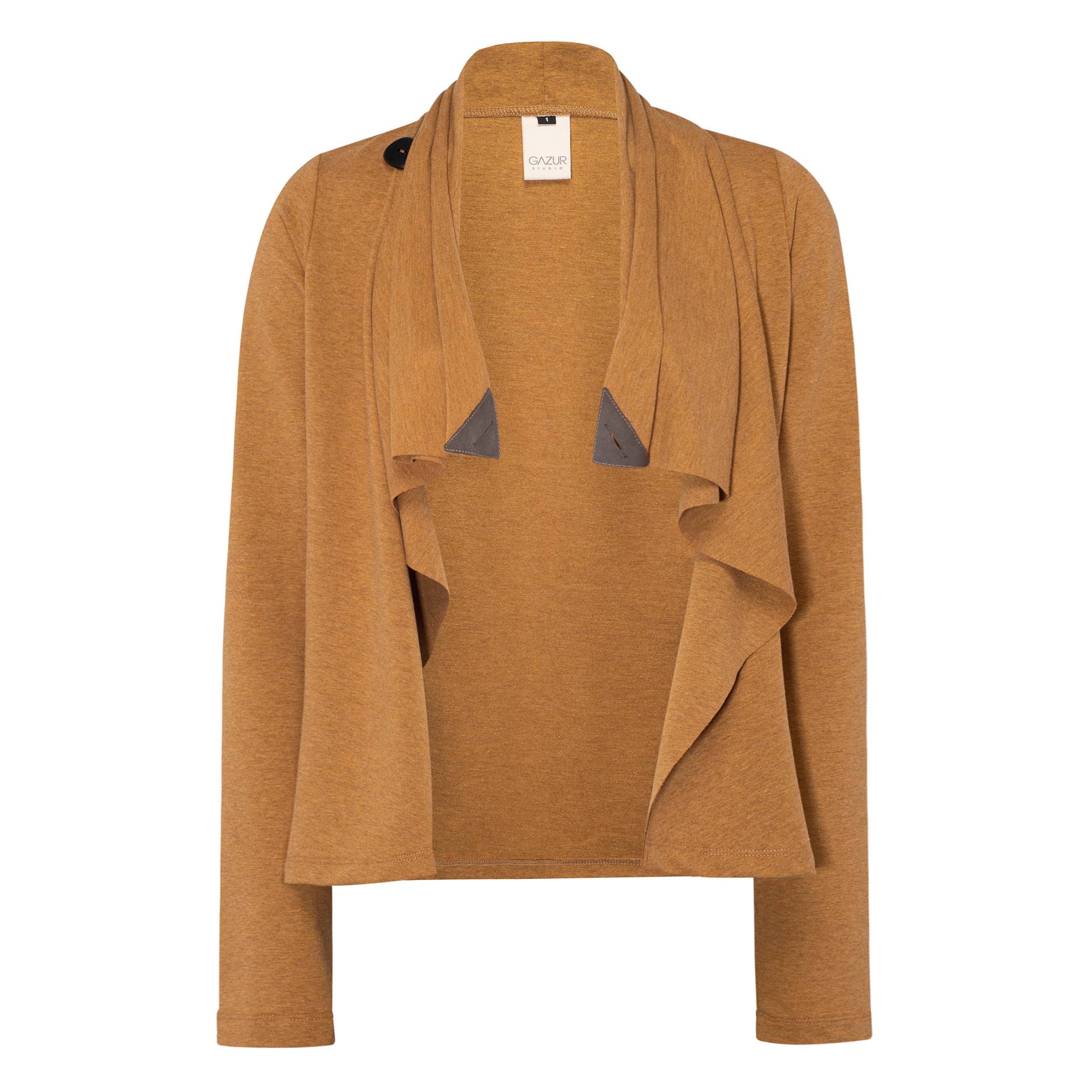 GAZUR - Vente Cardigan – femme - Cardigan pour femme en jaune moutarde6