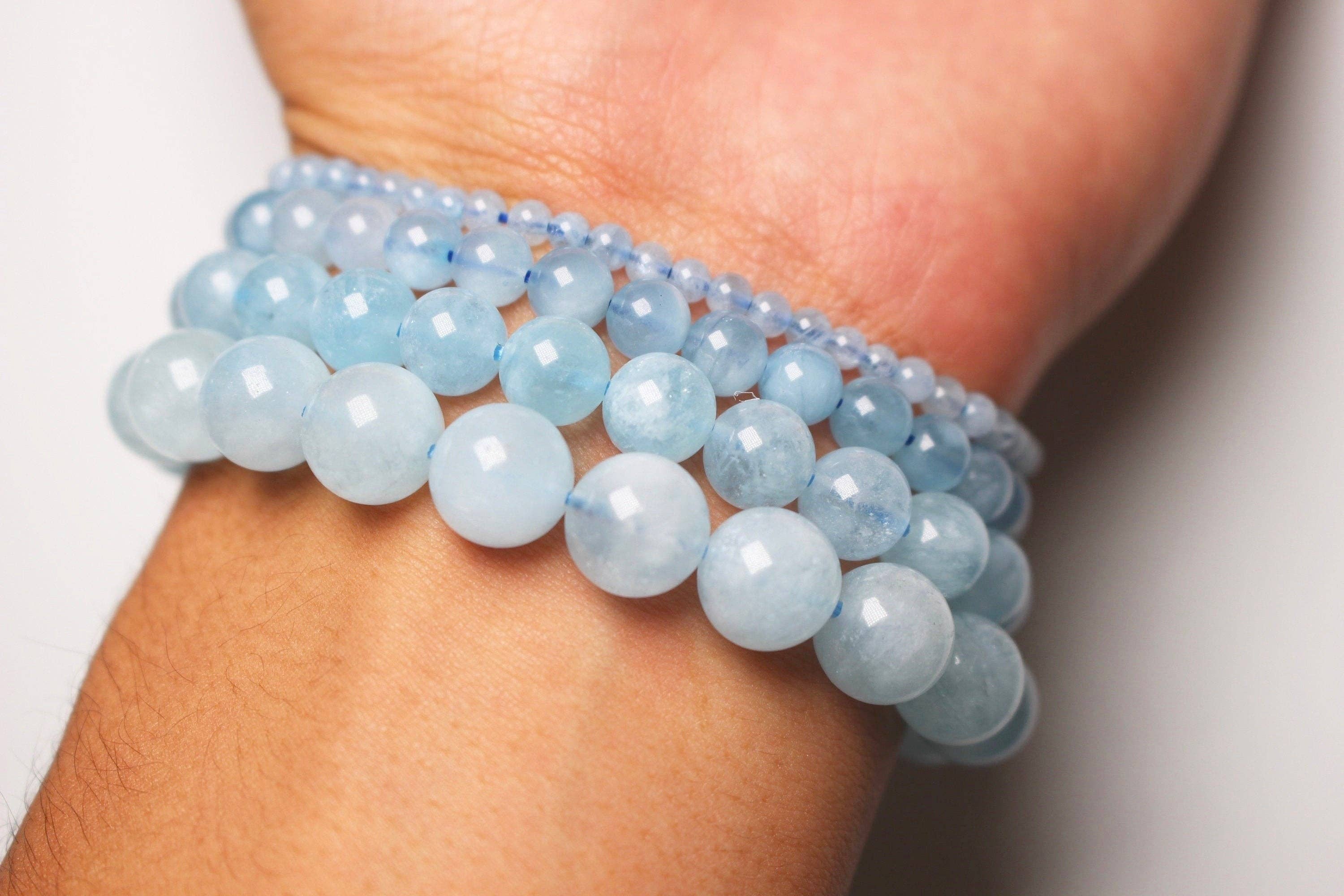 Foliesbijoux - Wholesale Beaded Bracelet - AA+ Aquamarine bracelet1
