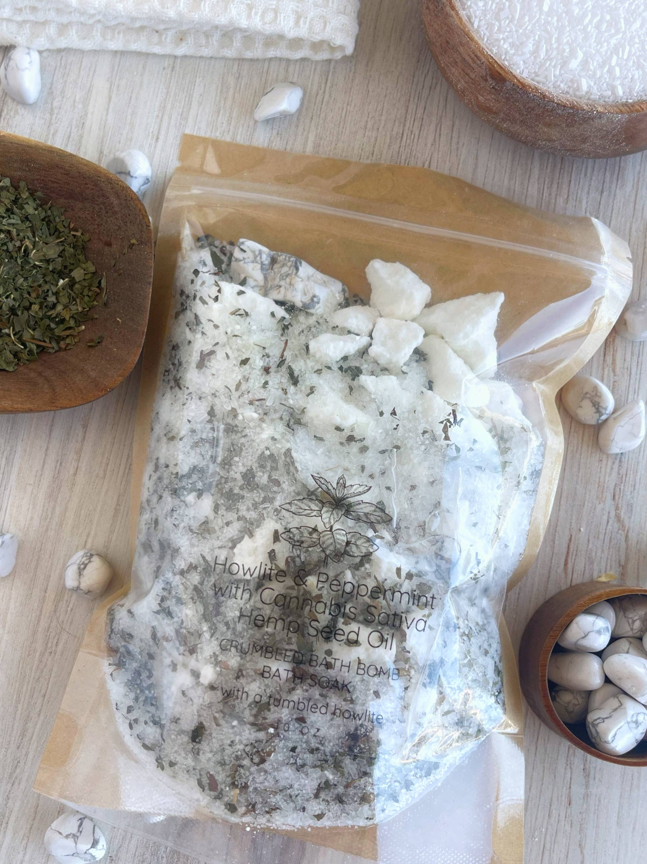 Rage Gems & Jewelry - Wholesale Bath Soak/Milk - Howlite, Peppermint, & Cannabis Bath Bomb Bath Soak 1