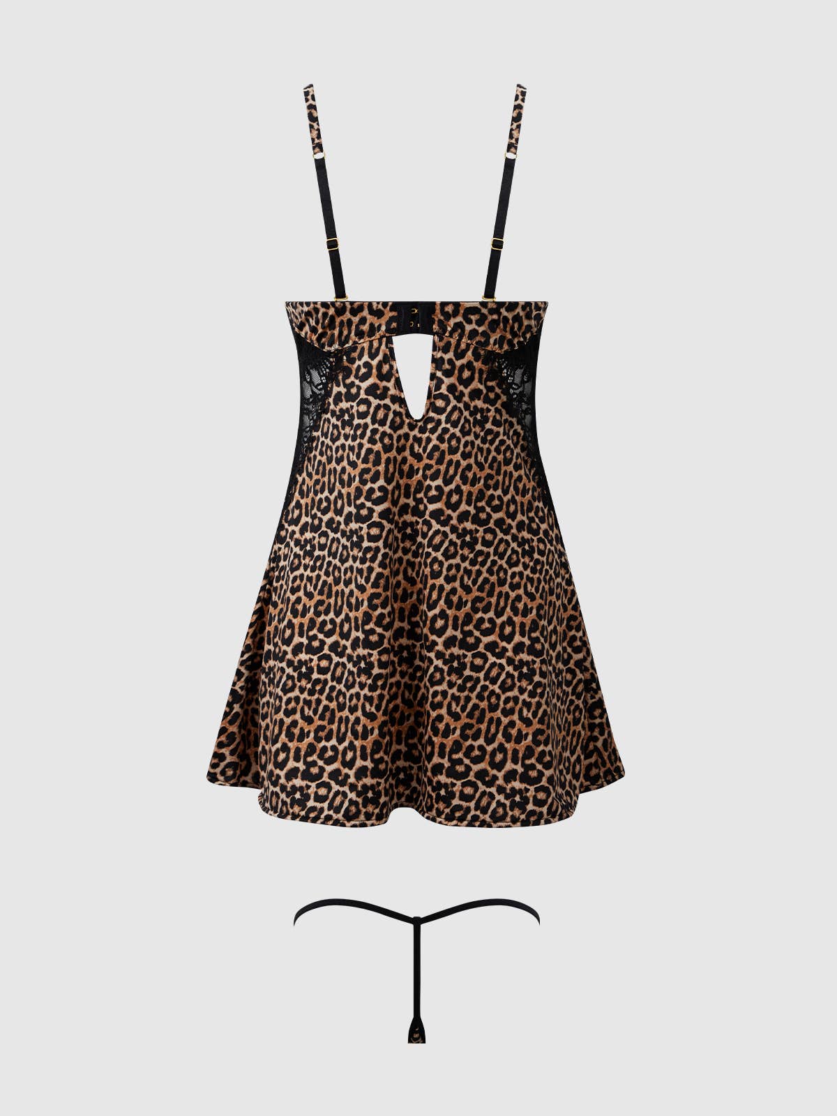 Leopard Black DEVON SILKY SATIN SWIRL PLUNGE PUSH UP BABYDOLL SET for wholesale on Faire10