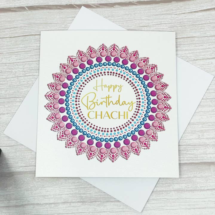 Happy Birthday Chachi card | Mandala Birthday card, Desi, South Asian, Indian for wholesale by CraftyAniShop