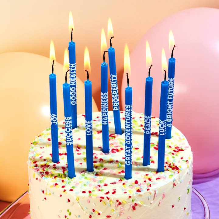 54 Celsius - Wholesale Cake Candle - Wishing You: Long 5" Birthday Candles (10 Pack), Multi-Color