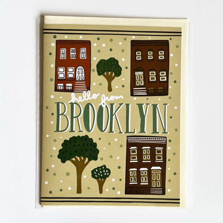 Biglietto di auguri con albero di Brooklyn, New York, New York, souvenir per la vendita all'ingrosso da parte di Made by Nilina