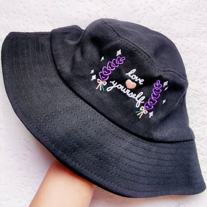 Love Yourself | Black Bucket Hat for wholesale by squibblefu