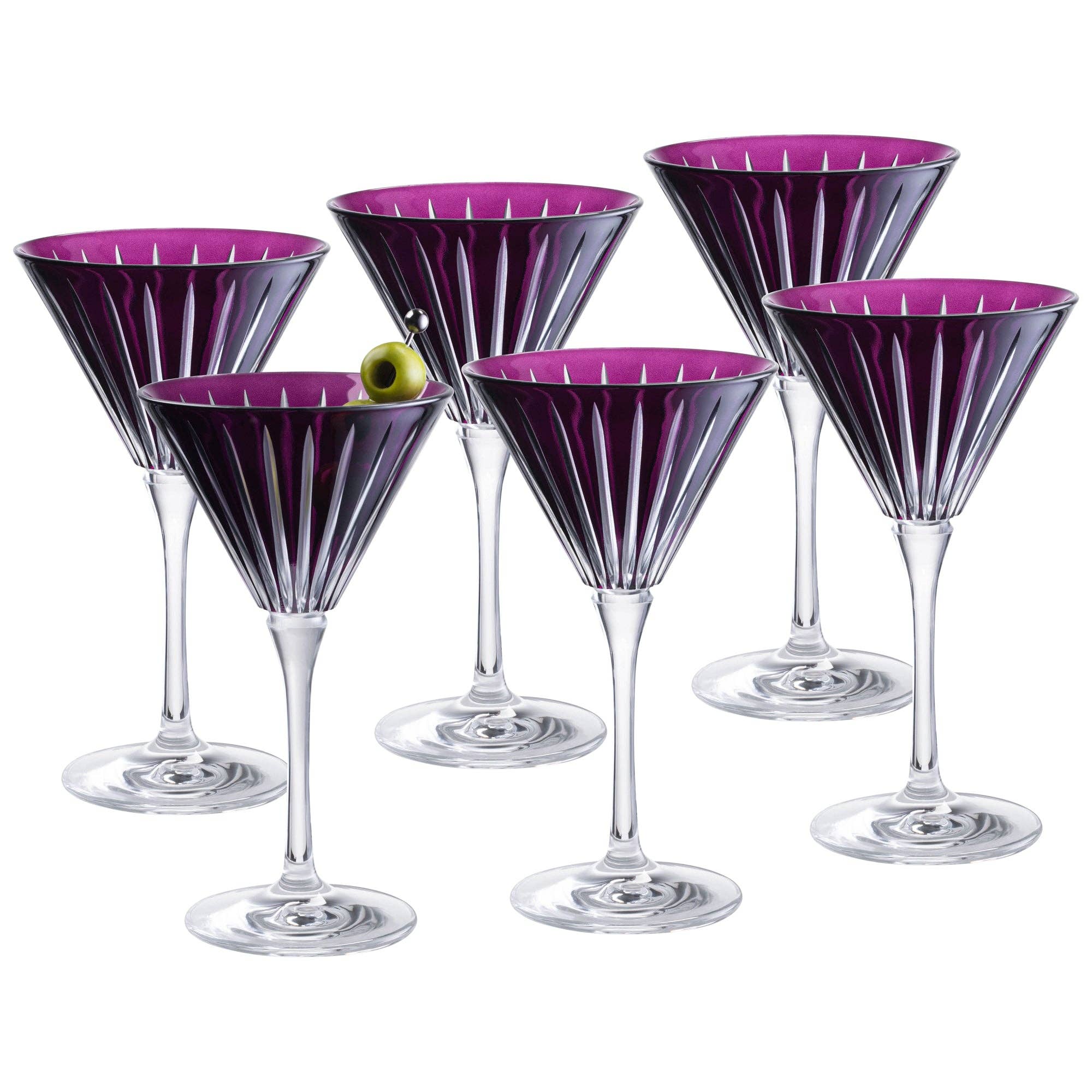 Barski – wholesale Cocktail-/likörglas – Martini stammade glasögon, ametist, uppsättning av 6, 7 oz.0