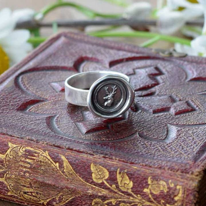 Stag Whimsy Ring from Antique Wax Seal for wholesale by Plum and Posey