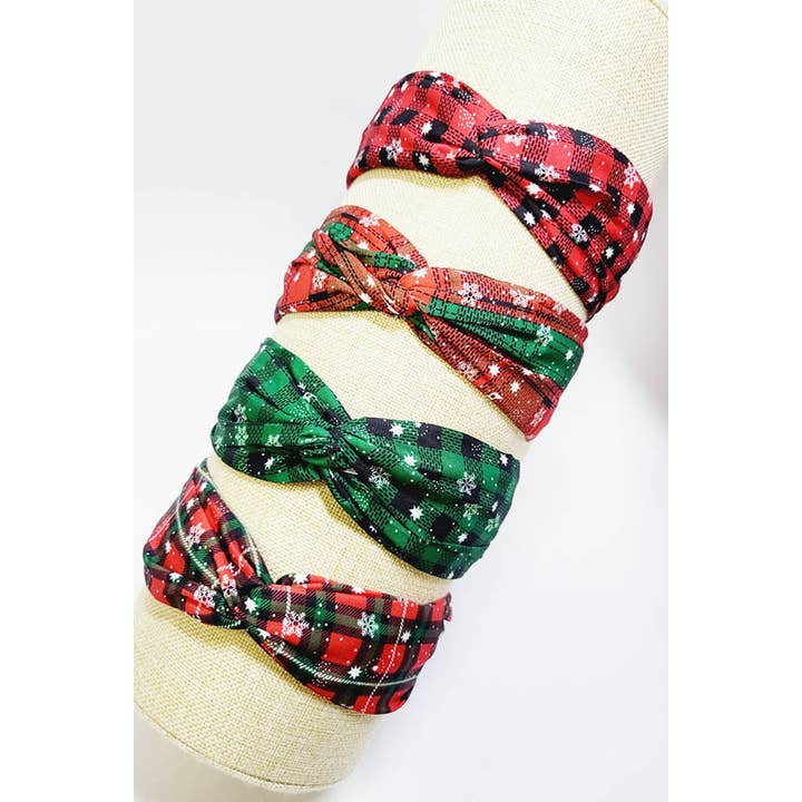 Funteze - Wholesale Fashion Headband - Women's - Christmas Plaid Snowflake Headband