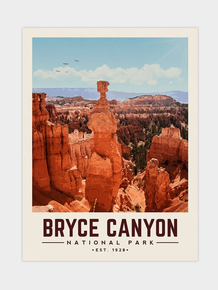 Bryce Canyon National Park - Minimalistisk Rejseprint for engroshandel hos Vintaprints
