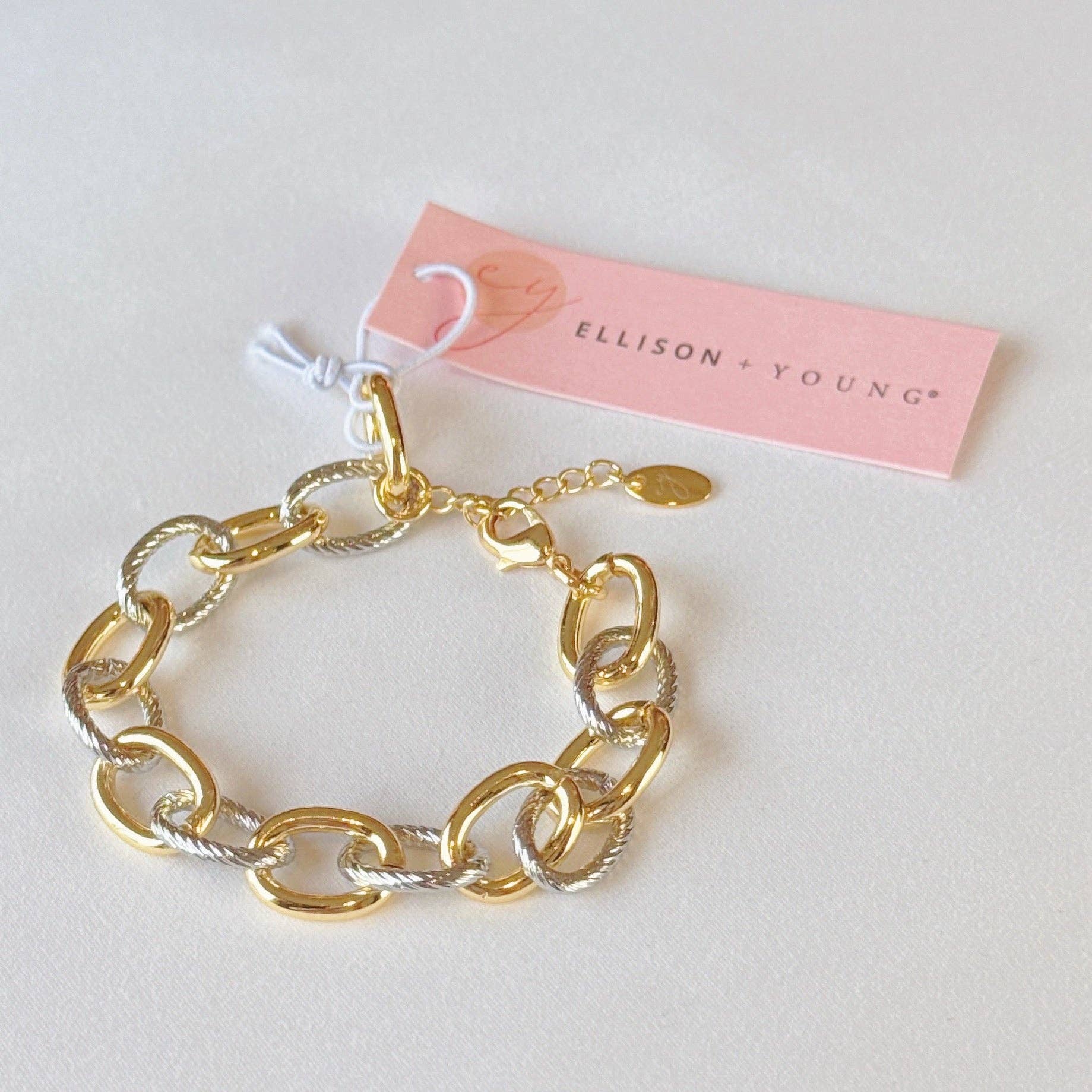 Ellison+Young - Wholesale Link & Chain Bracelet - Cabled Texture Two Tone Chain Bracelet3