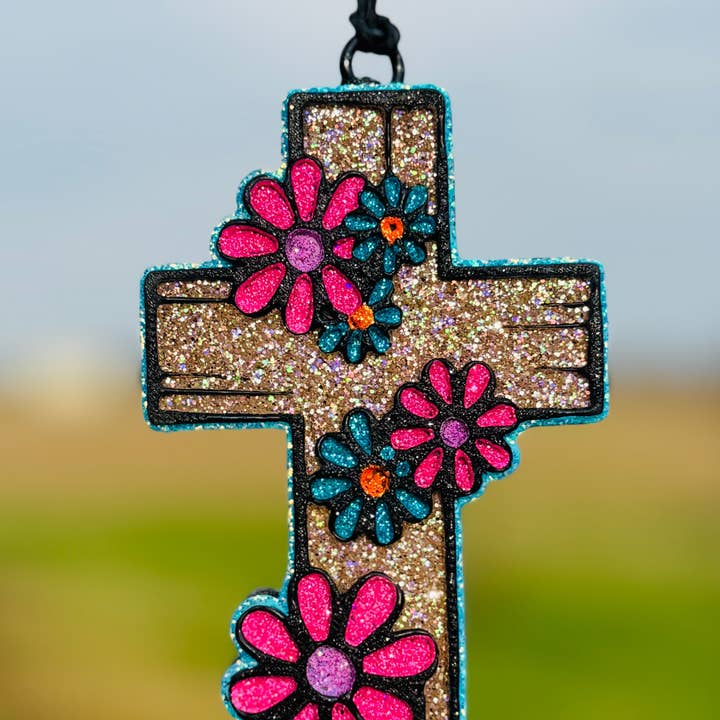 Cross with Flowers Car Freshie/Car Scent/Air Freshener for wholesale by Scent Story Freshies