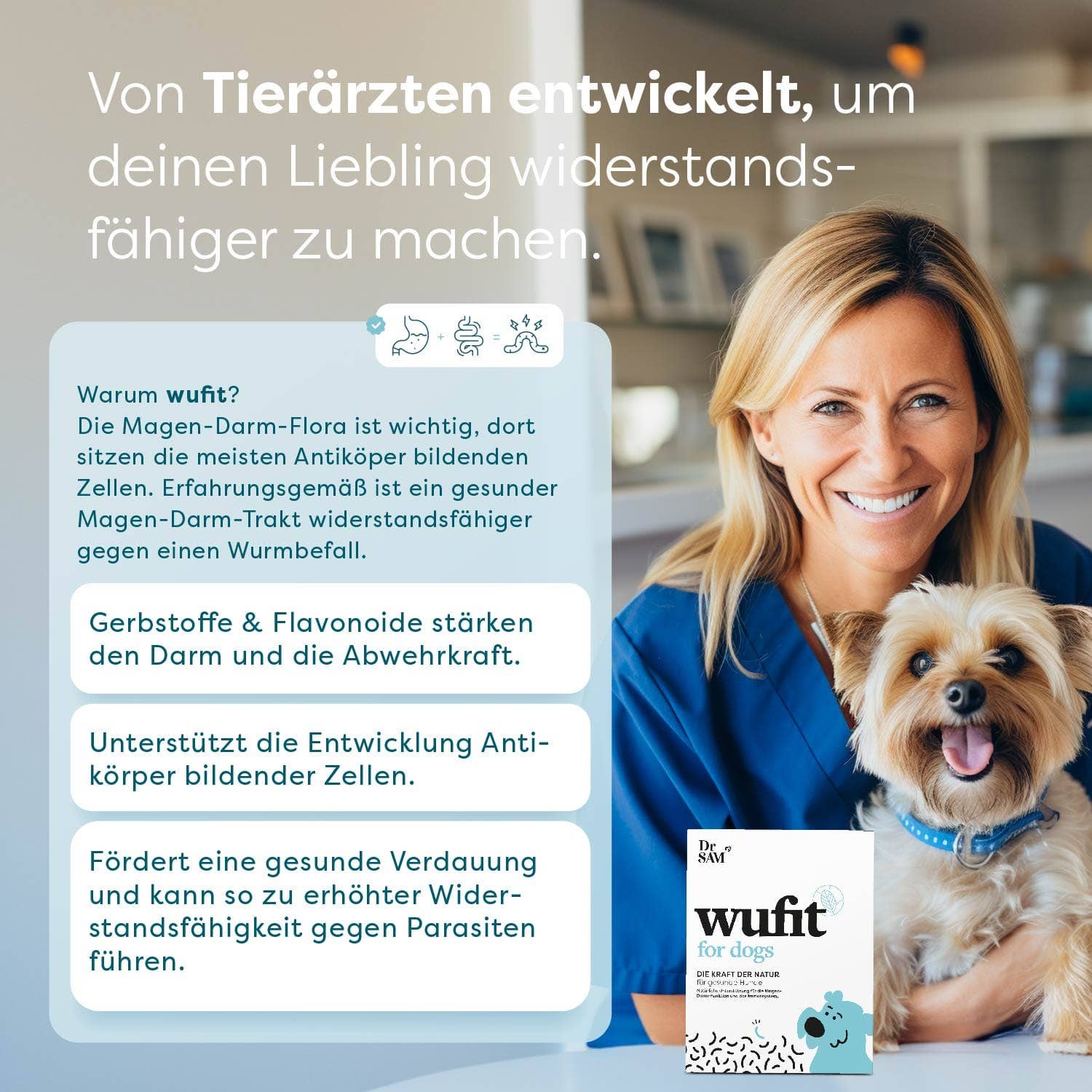 DrSAM - Vente Compléments alimentaires – chien - wufit chien - comprimés complémentaires avant et après une infestation de vers6